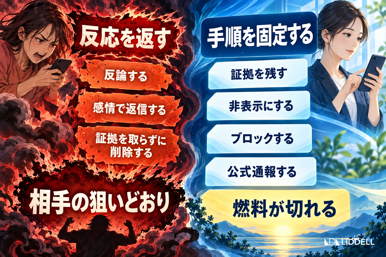 反応を返す対応と手順を固定する対応の対比
